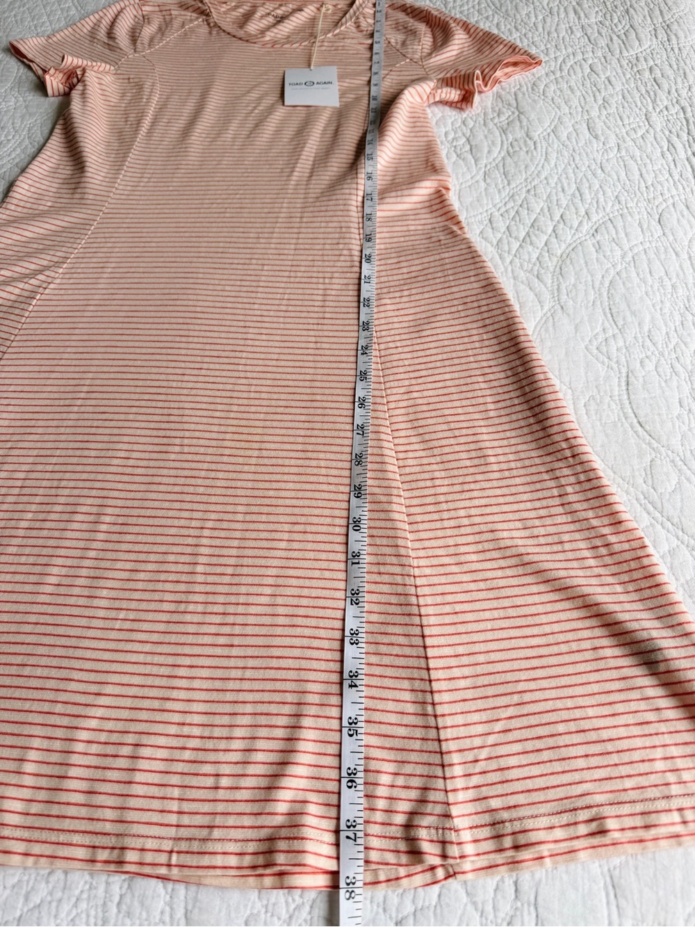 NWT Toad&Co Windmere Short Sleeve Dress Striped Coral Size Medium T-shirt Dress - Picture 10 of 12